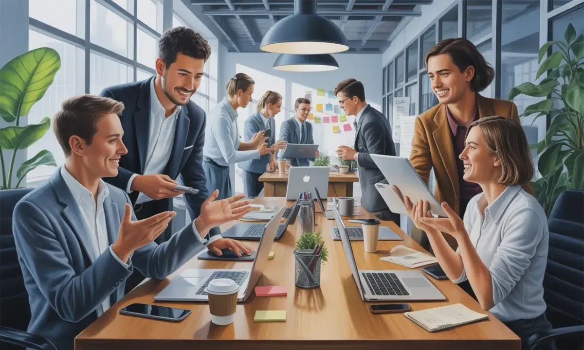 Office team meeting with a screen about retaining customers, supporting a discussion of control-focused listing structure Office team meeting with a screen about retaining customers, supporting a discussion of control-focused listing structure